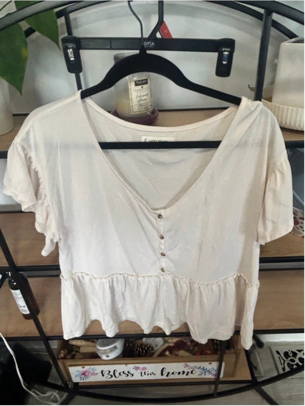 Women's Lucky Brand Short Sleeve Tee M Beige